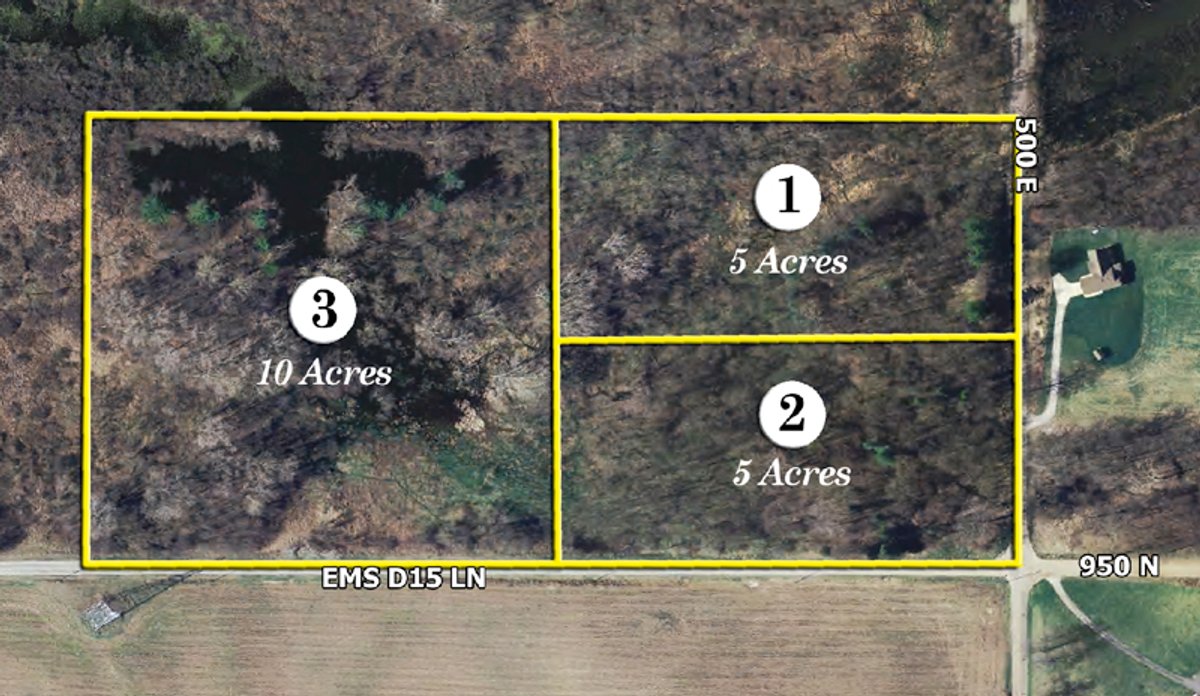 Tract map - 20 Acres Offered in 3 Tracts - Hunting, Wildlife, & Recreation!