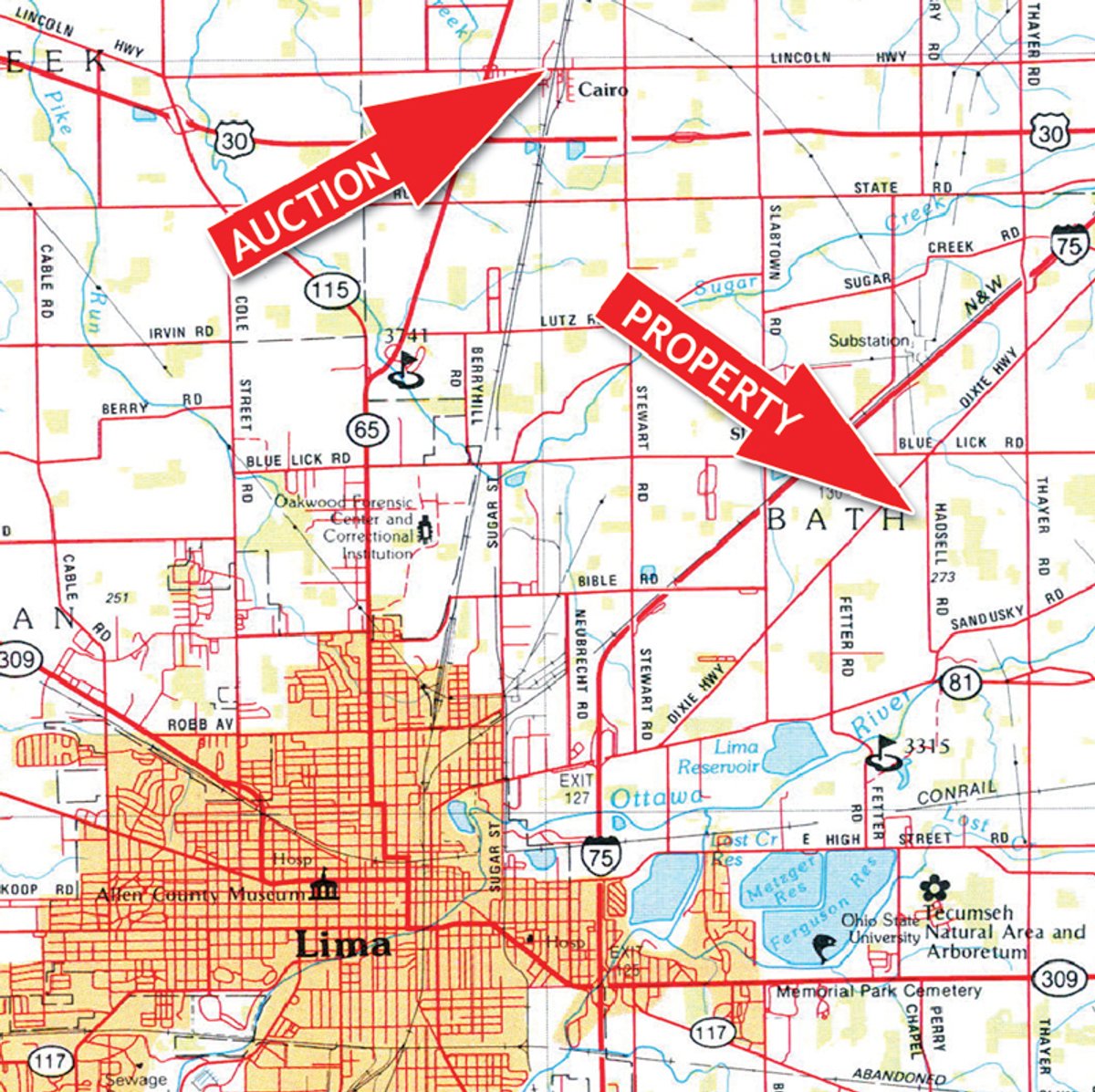 Area map - 68 Acres Offered in 2 Tracts - Productive Tillable Land & Woods