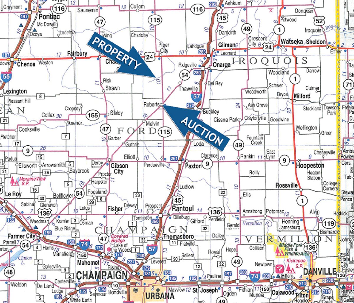 Area map - 127.5 Acres Offered in 2 Tracts - Productive Tillable Land and Wooded Hunting Land