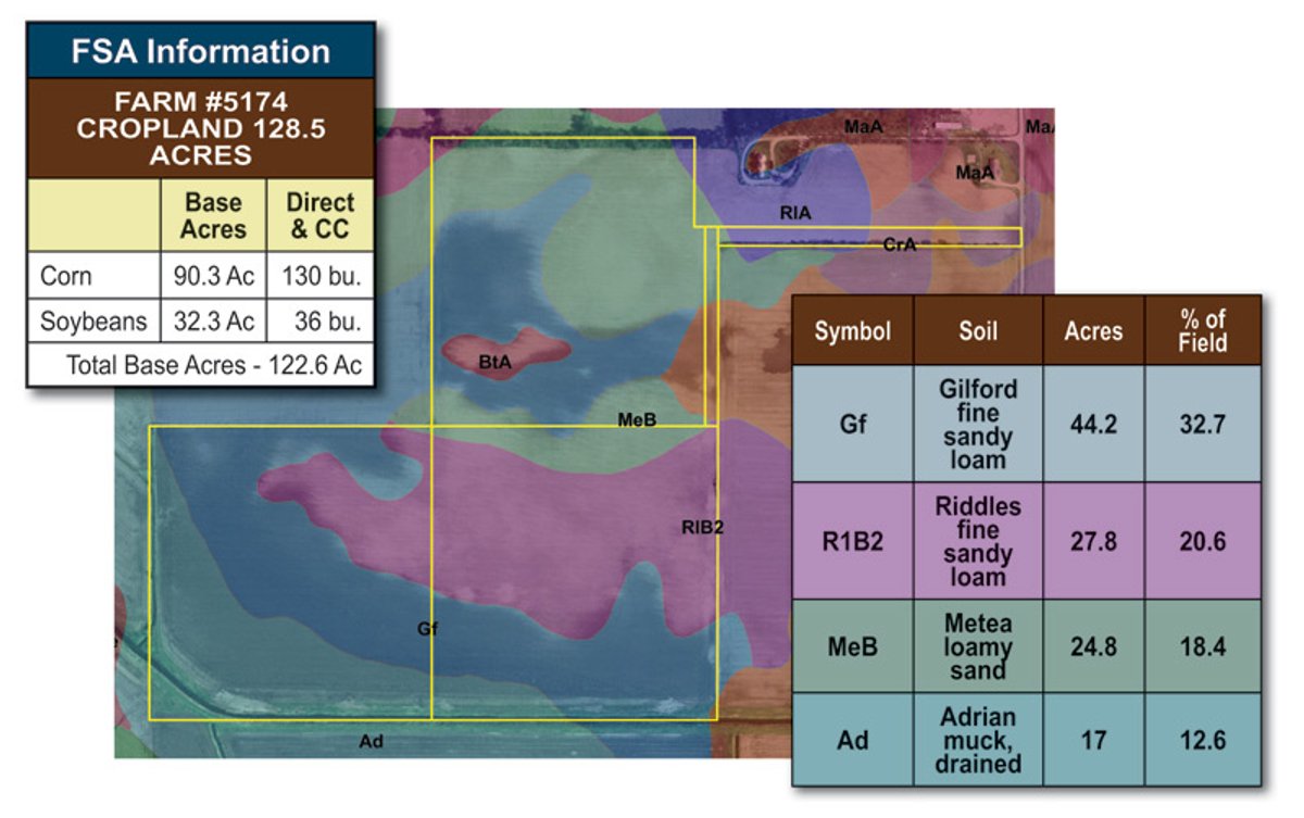 Soil map - 122.5 Acres - Quality Farmland and 7-Tower Irrigation System Offered in 4 Tracts

