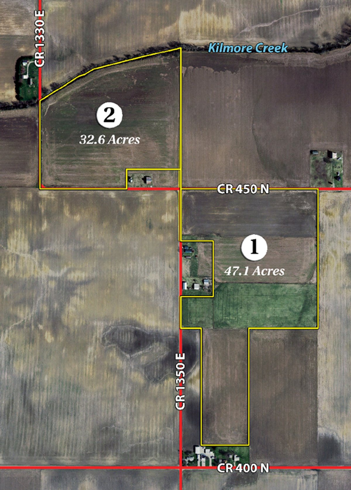 Tract map - 210 Acres Offered in 5 Tracts