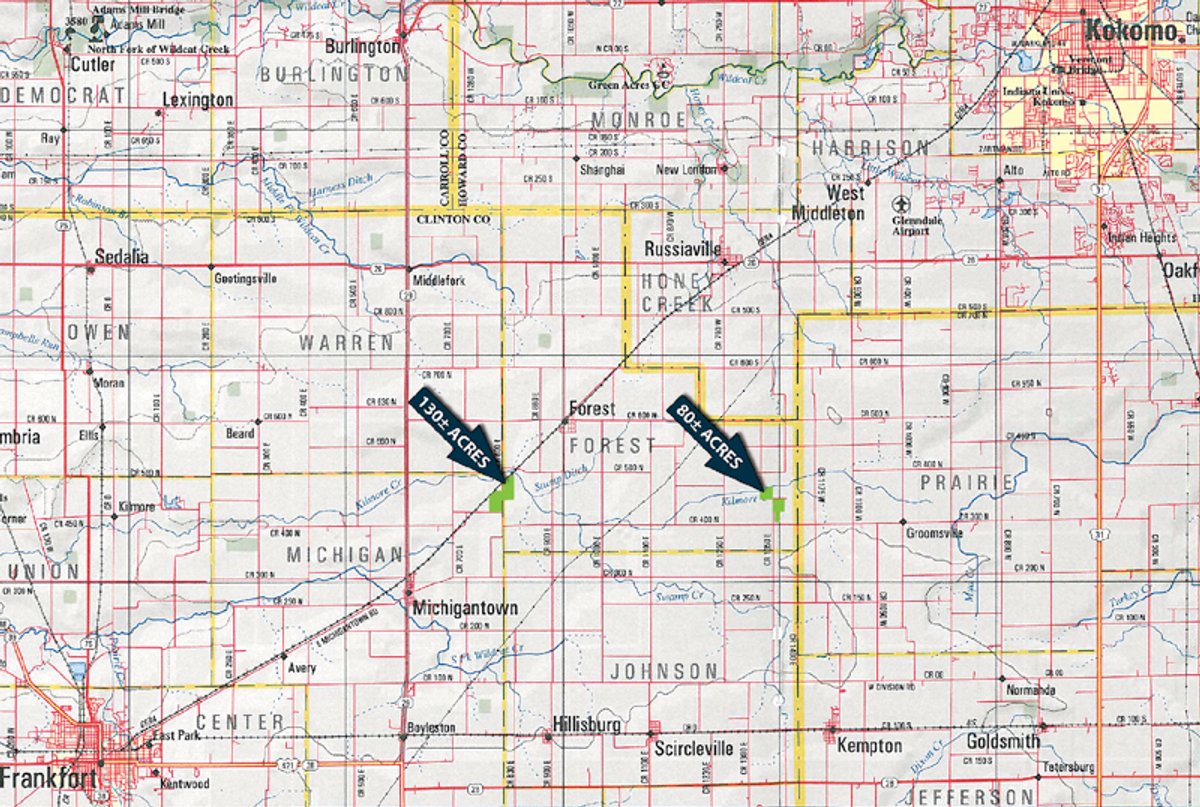 Area map - 210 Acres Offered in 5 Tracts