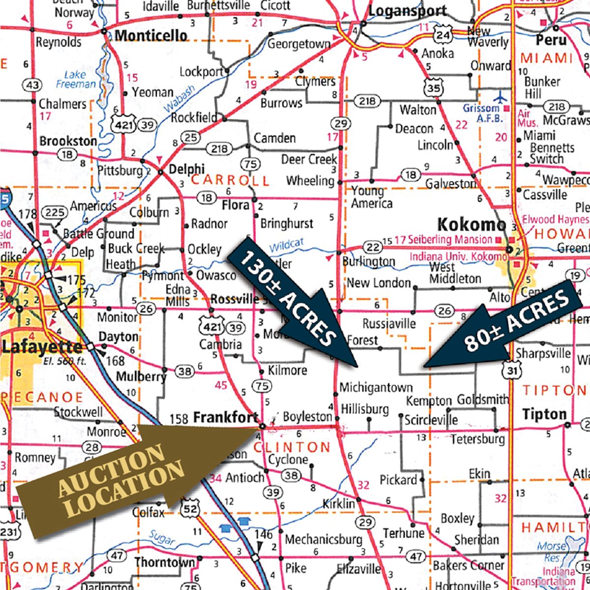 Area map - 210 Acres Offered in 5 Tracts