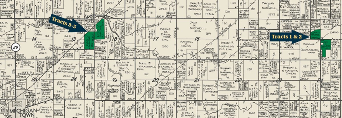 Plat map - 210 Acres Offered in 5 Tracts