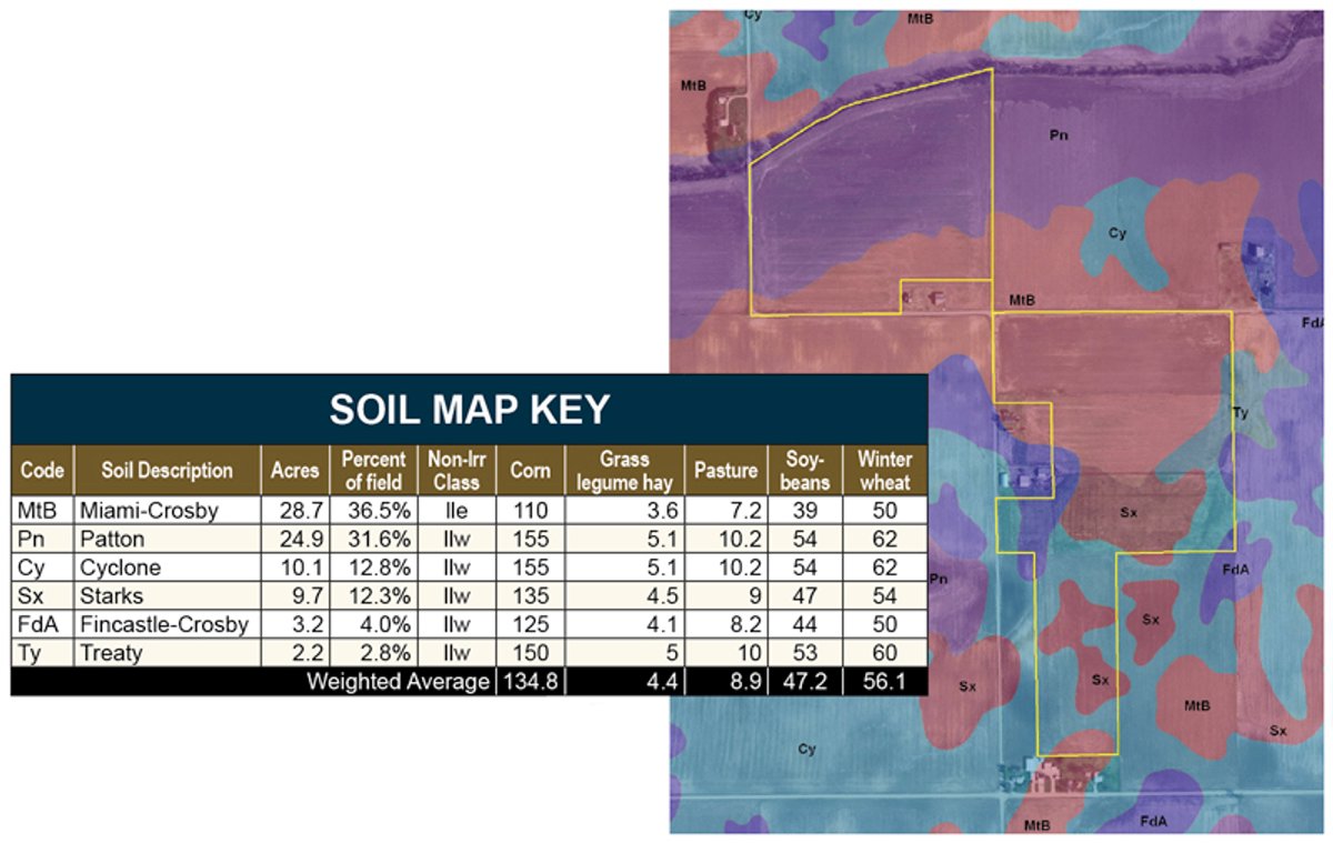 Soil map - 210 Acres Offered in 5 Tracts