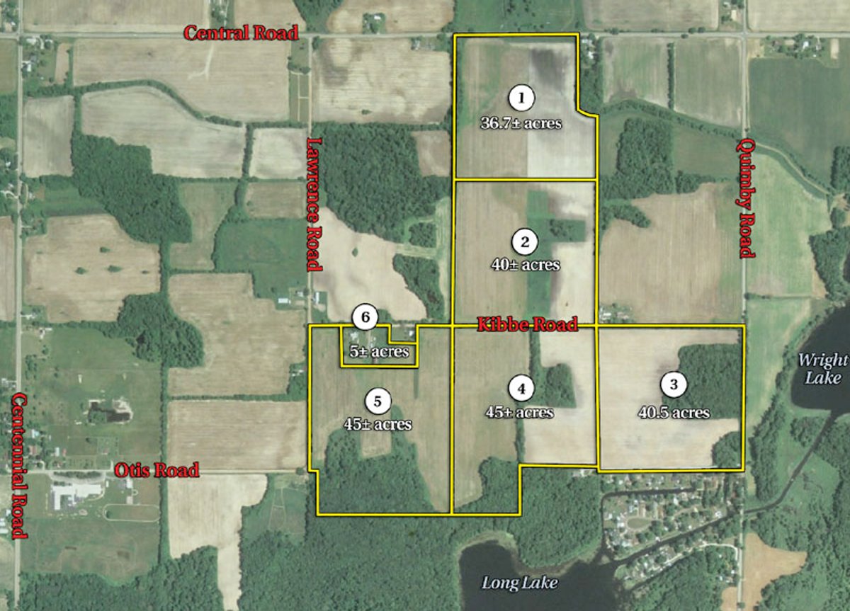 Tract map - 212 Acres Offered in 6 Tracts - Selling Regardless of Price