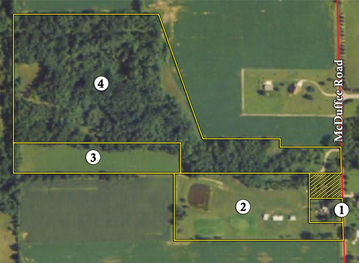 Tract map - Real Estate & Personal Property Auction - Woods, Pond, Building Sites - Tractors, Equipment, Shop Tools, Guns