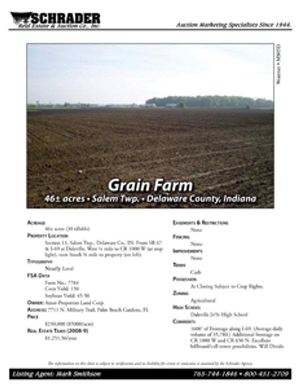 Listing brochure cover - 46 Acres Quality Farmland