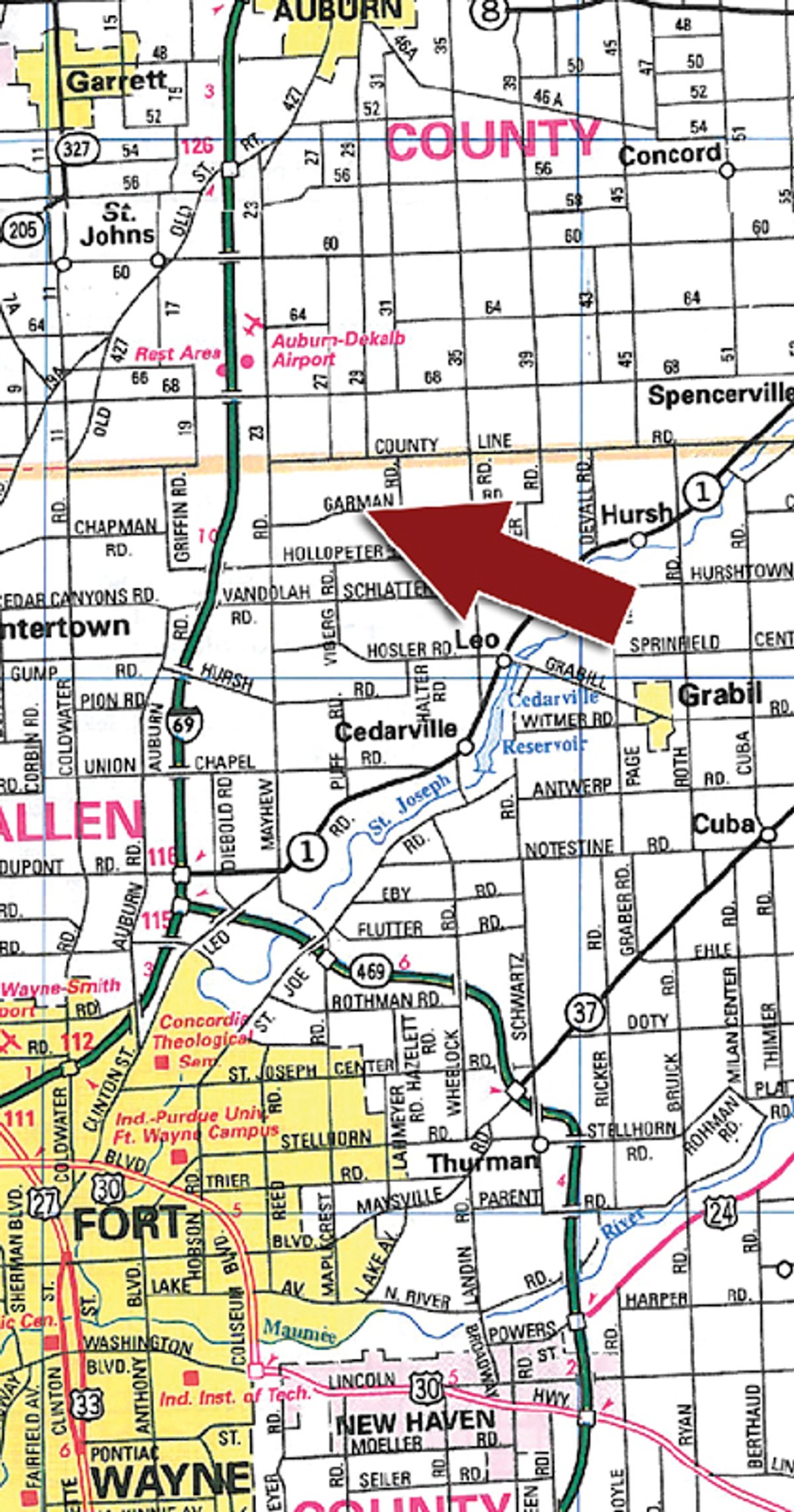Area map - McAllister Estate Real Estate & Personal Property Auction