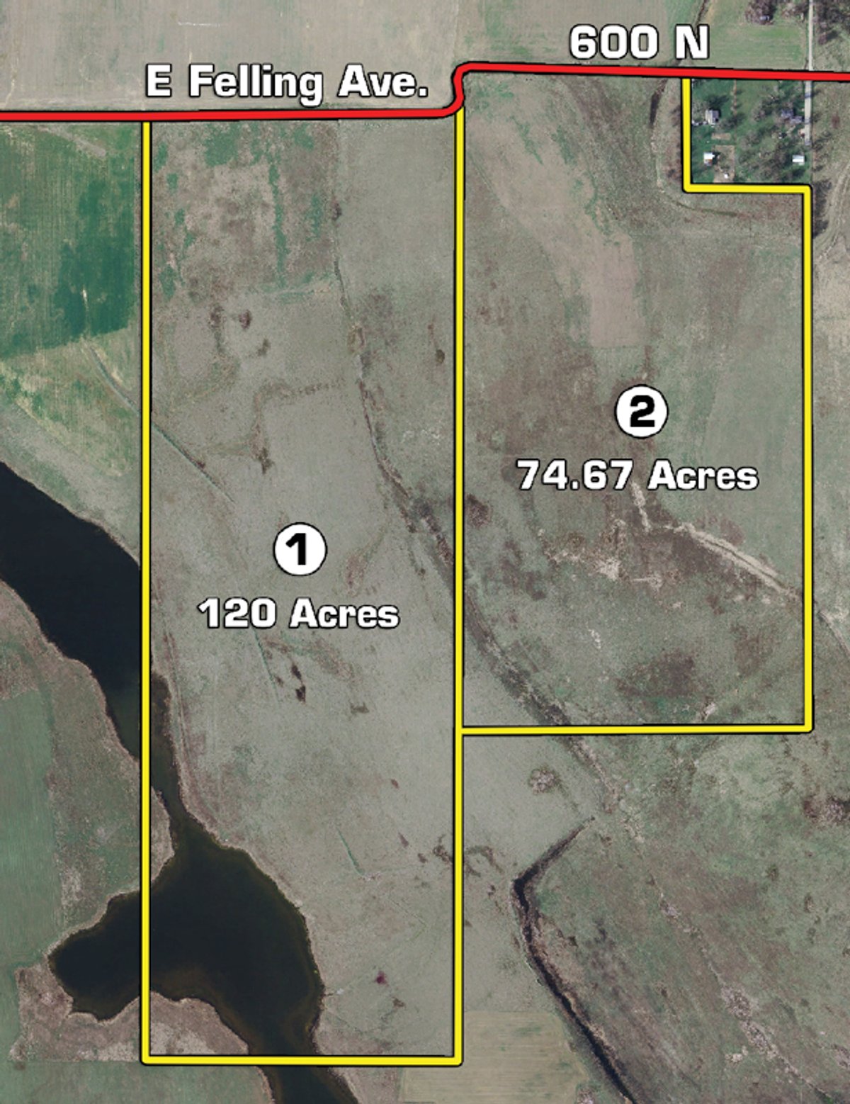 Tract map - 194.67 Acres Offered in 2 Tracts
