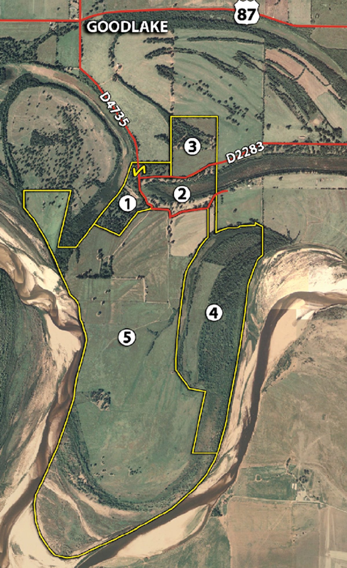 Tract map - 1,129 Acres in 5 Tracts - Oklahoma Land Auction