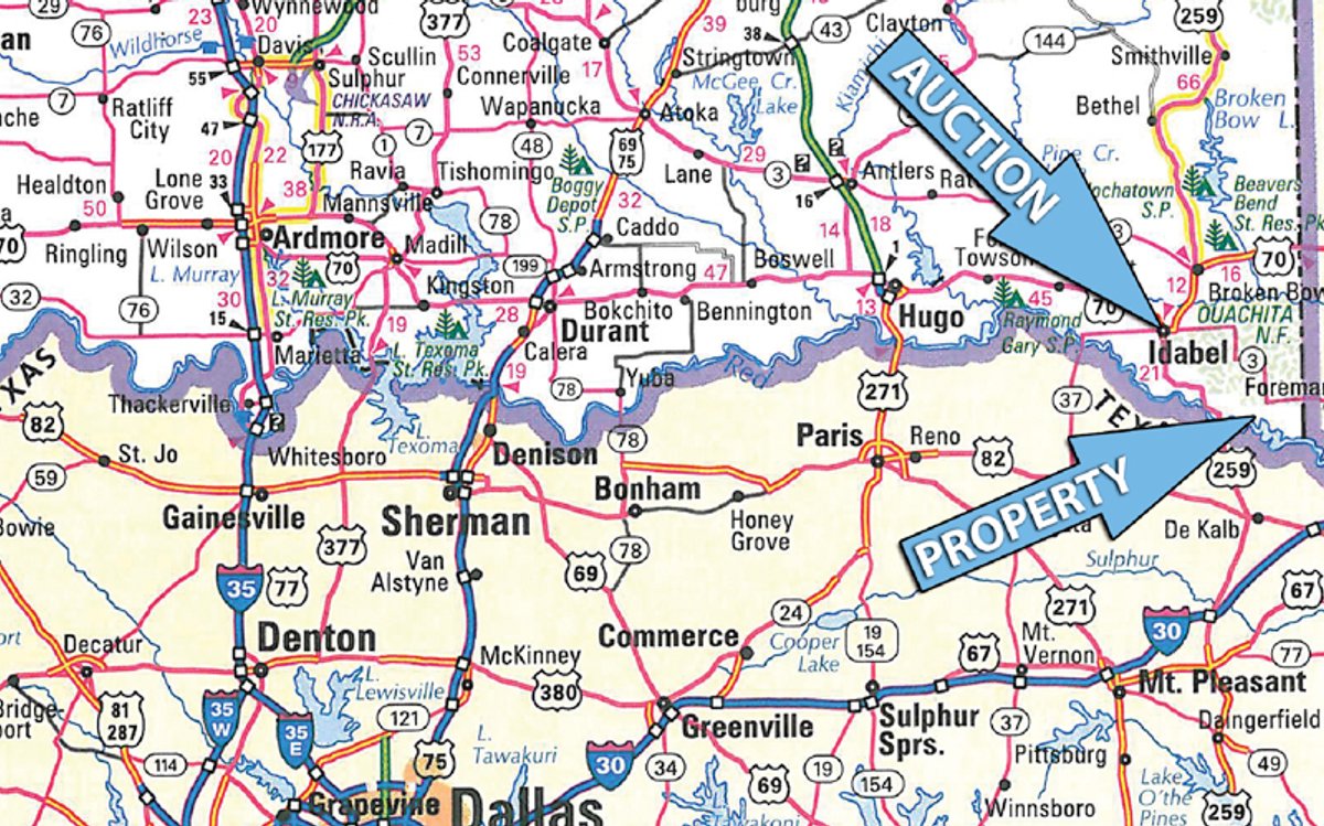 Area map - 1,129 Acres in 5 Tracts - Oklahoma Land Auction