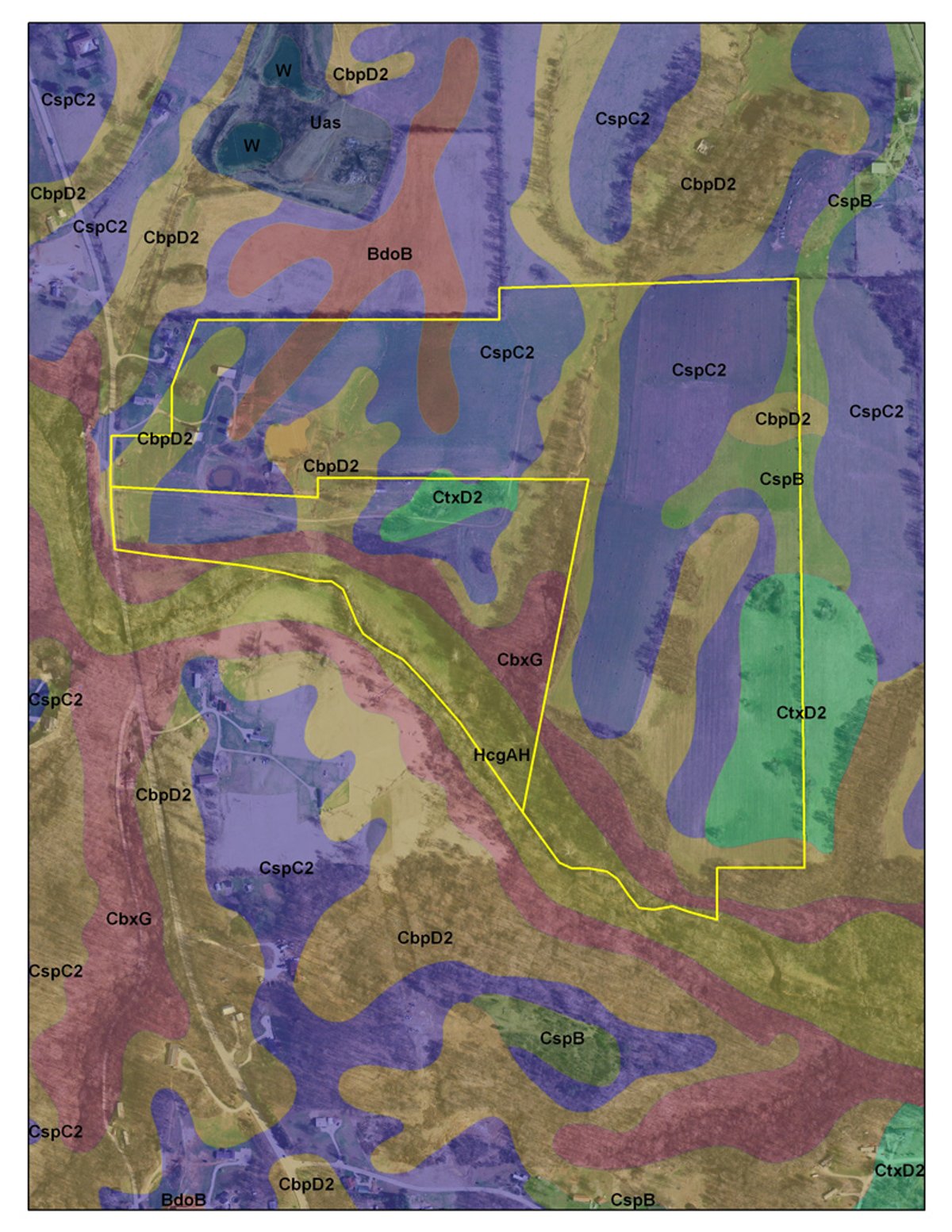 Soil map - 137 Acres in 2 Tracts - 64 Tillable Acres, Potential Building Sites, Hunting