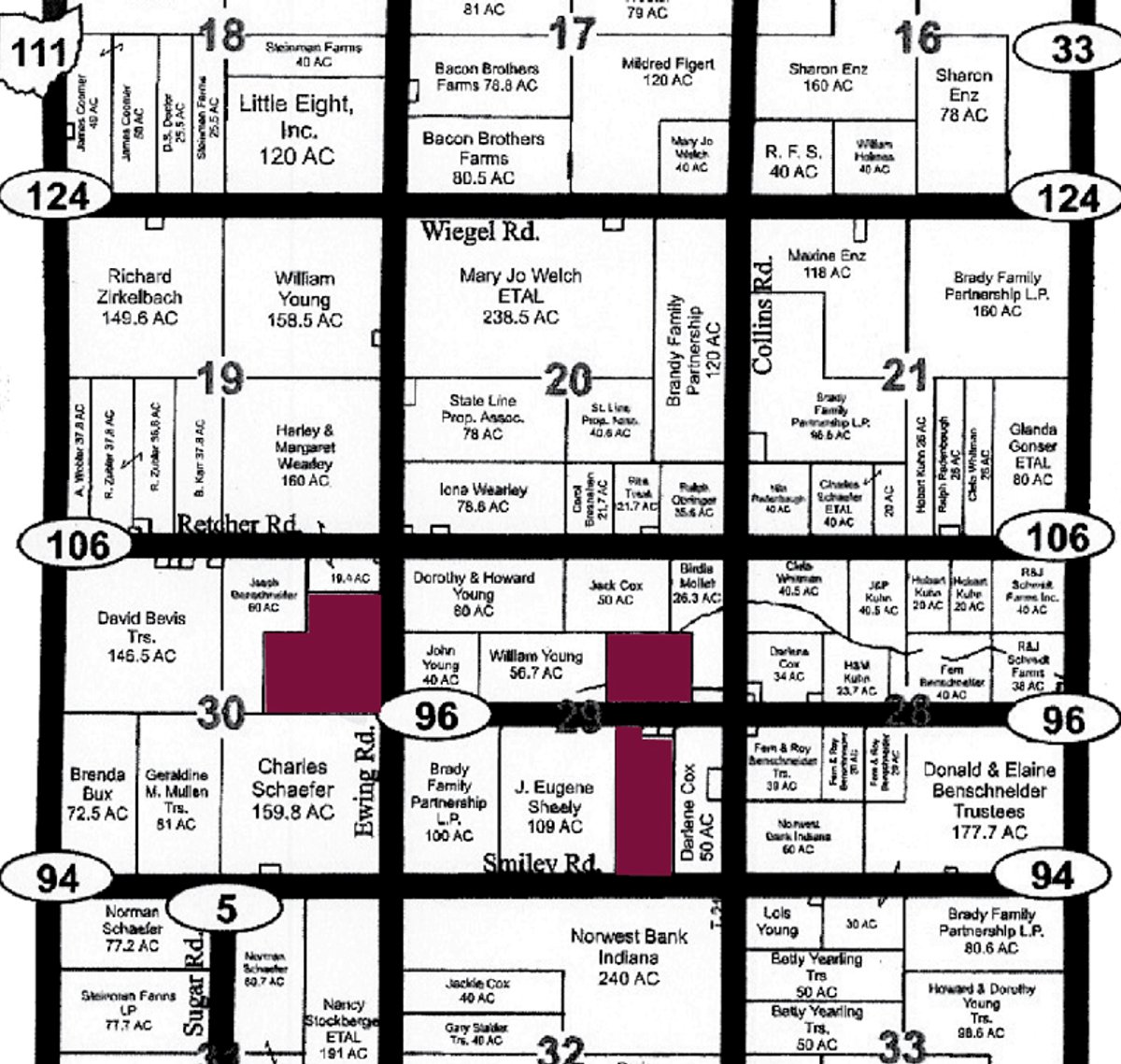 Plat map - 172 Acres Offered in 3 Tracts - Prime Farmland