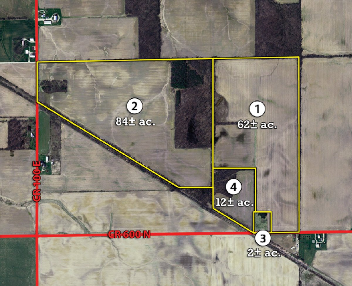 Tract map - 160 Acres in 4 Tracts - Building Potential and Cropland