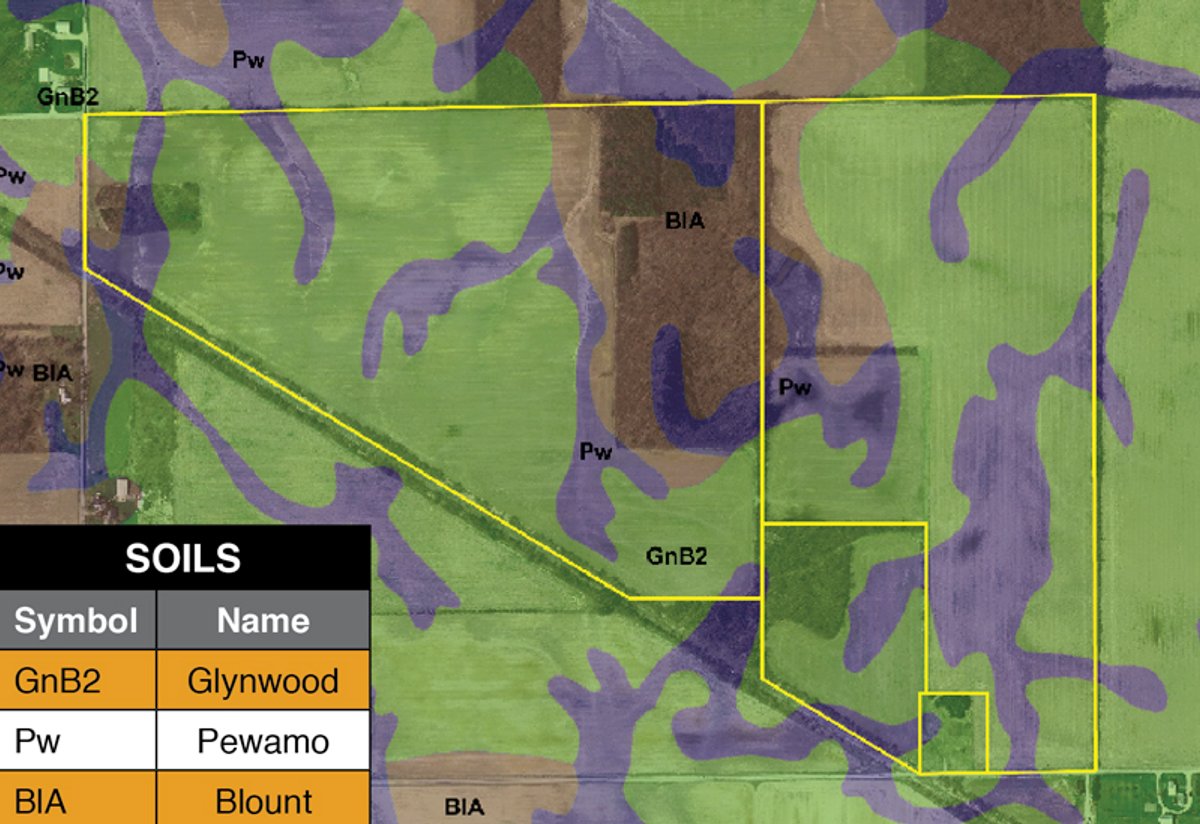 Soil map - 160 Acres in 4 Tracts - Building Potential and Cropland