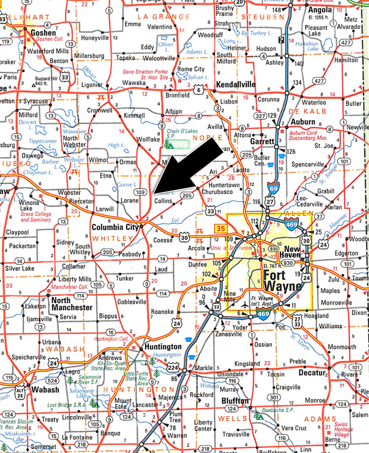 Area map - Shriner Lake Auction - 150+/- ft. on Shriner Lake Offered in 4 Tracts