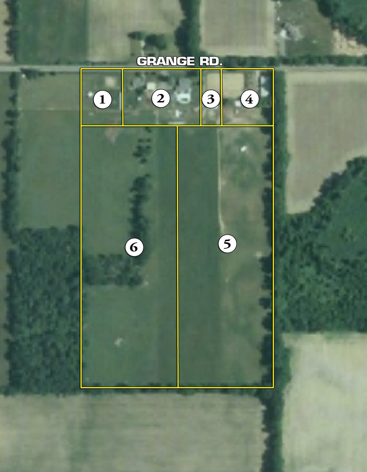 Tract map - Country Homestead and 37 Acres Offered in 6 Tracts