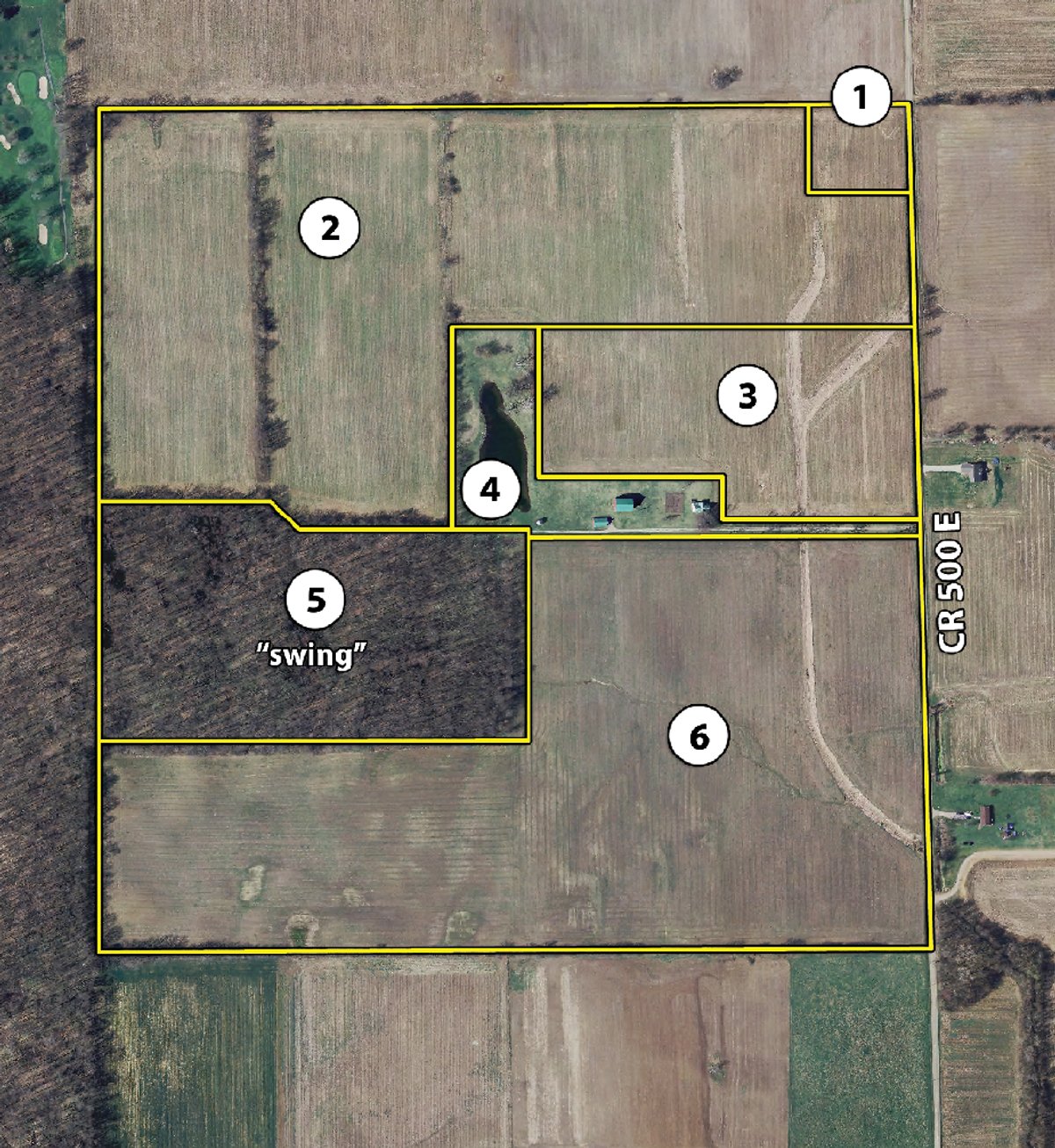 Tract map - 160 Acres Offered in 6 Tracts