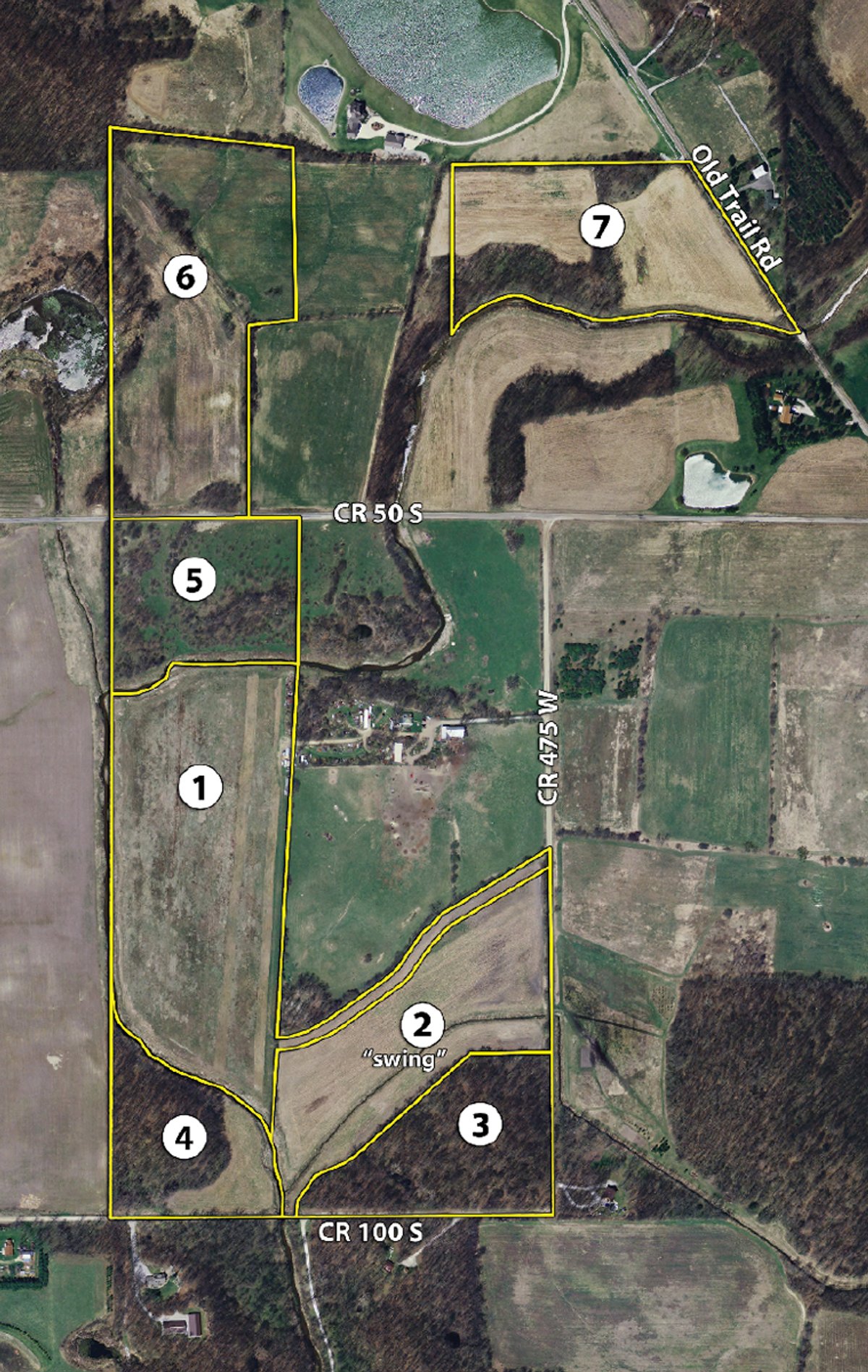 Tract map - 100 Acres Offered in 7 Tracts
