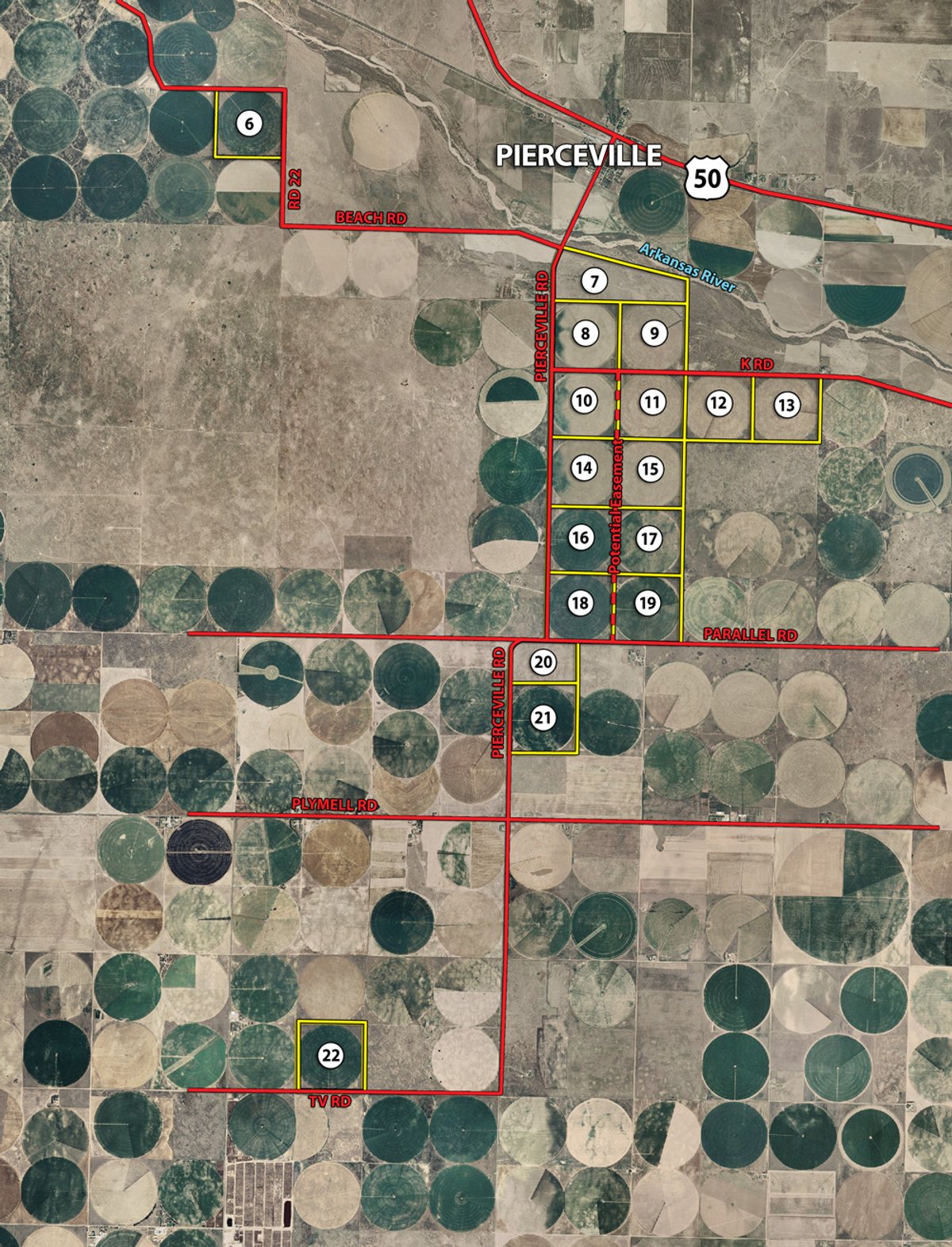 Tract map - 3,352 Acres in 22 Land Tracts and 8 Mineral Tracts