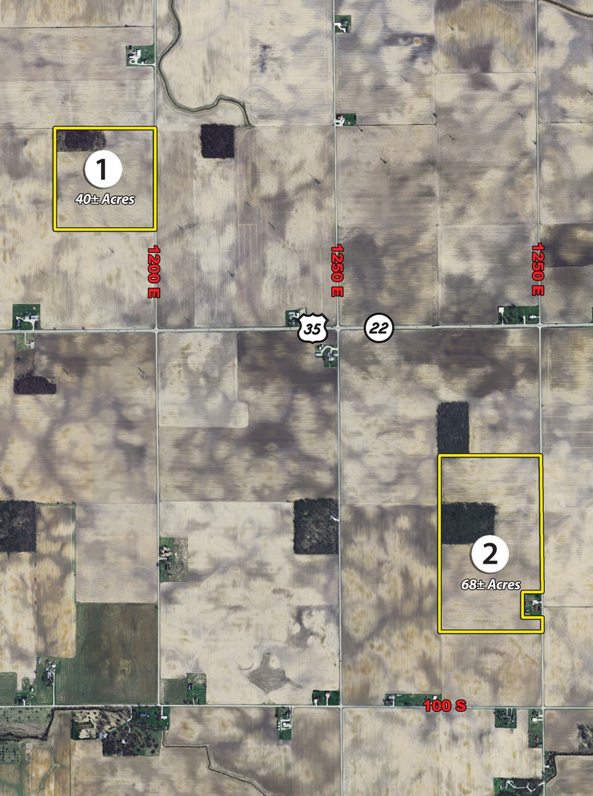 Tract map - 108 Acres offered in 2 Tracts