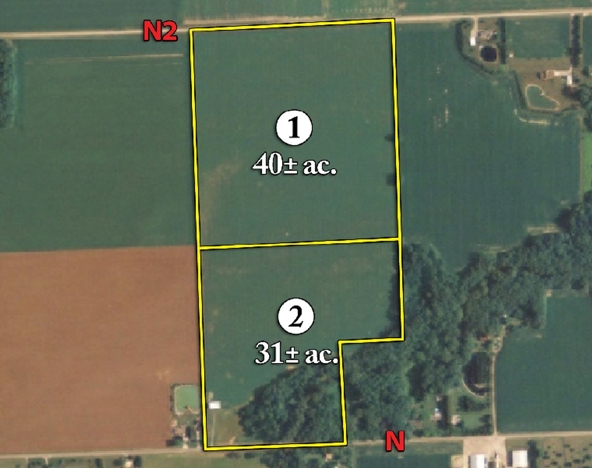 Tract map - 408 Acres of Prime Ohio Farmland - Offered in 8 Tracts