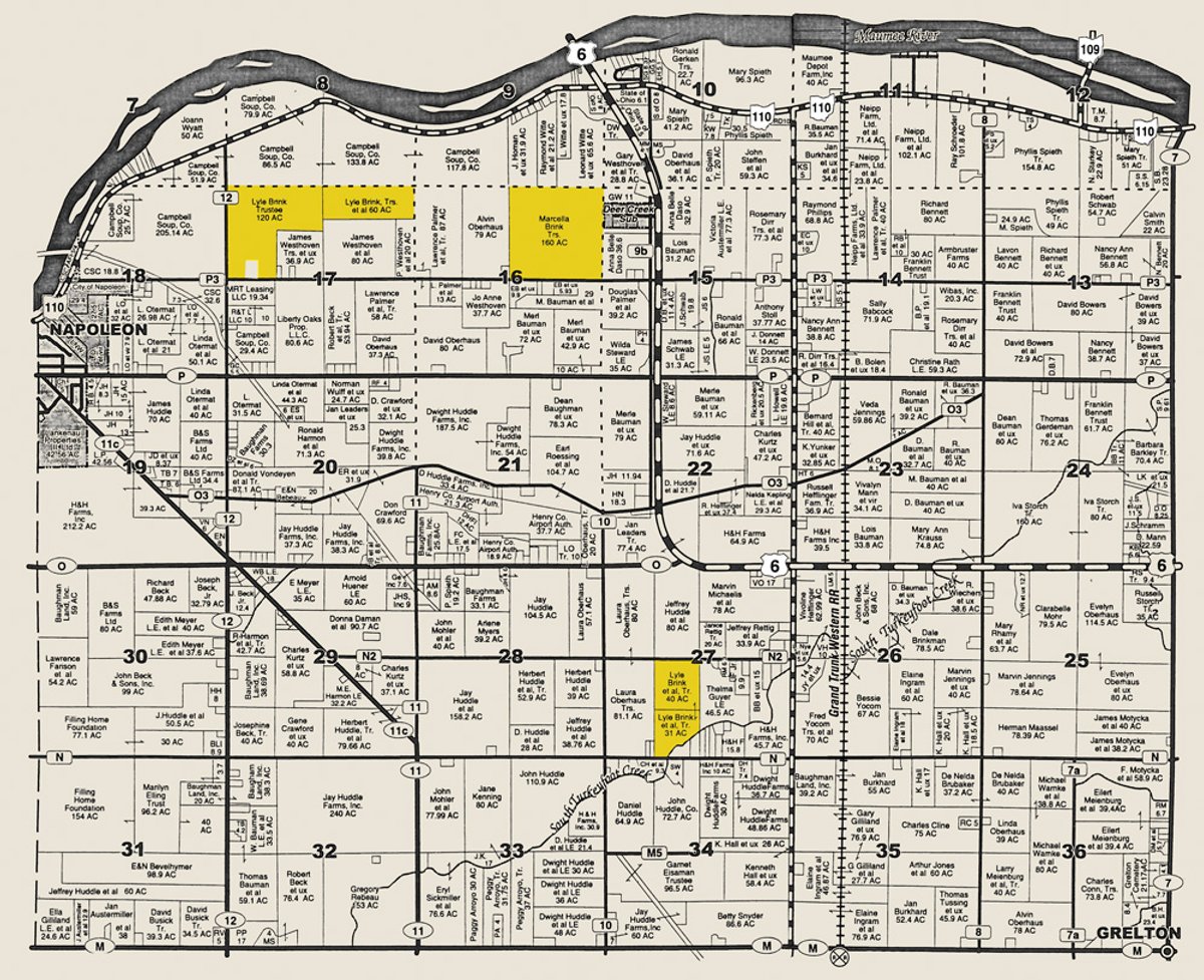 Plat map - 408 Acres of Prime Ohio Farmland - Offered in 8 Tracts