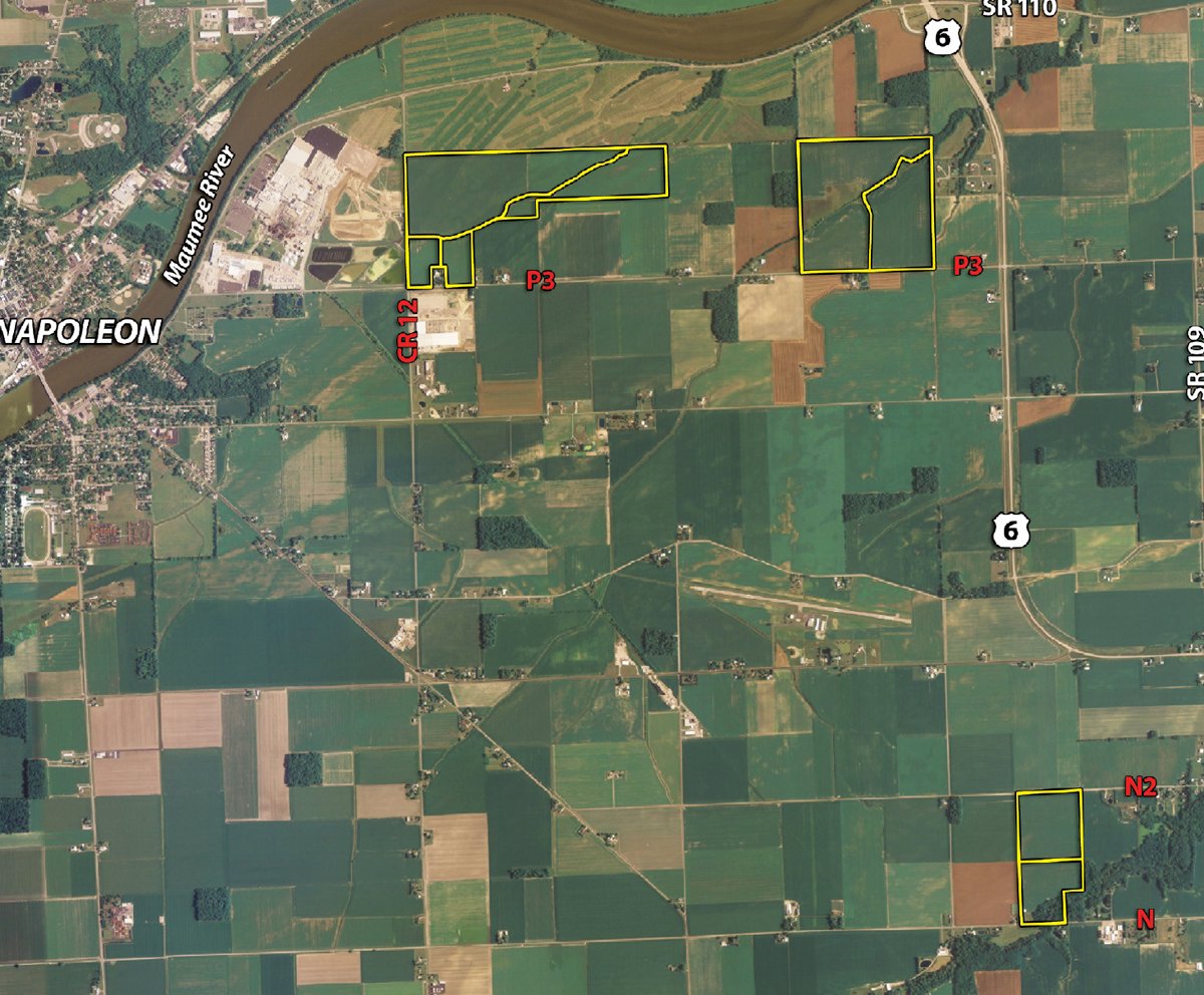 Tract map - 408 Acres of Prime Ohio Farmland - Offered in 8 Tracts