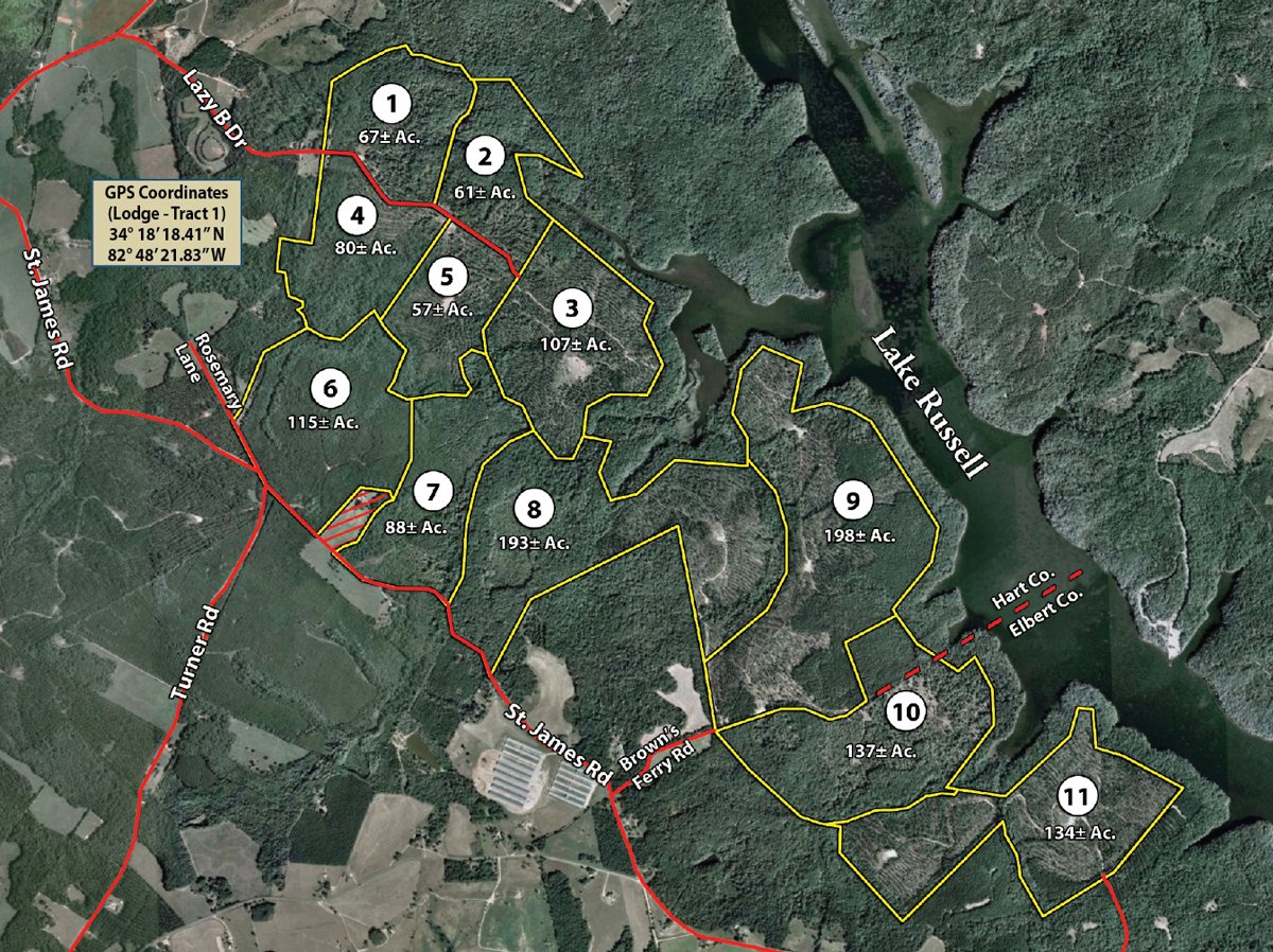 Tract map - 1,575+/- Acres Offered in 23 Tracts
