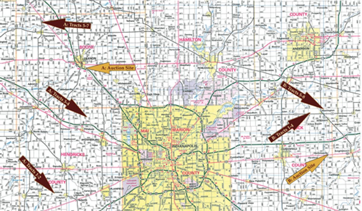 Area map - 721+/- Acres Offered in 15 Tracts - Session A
