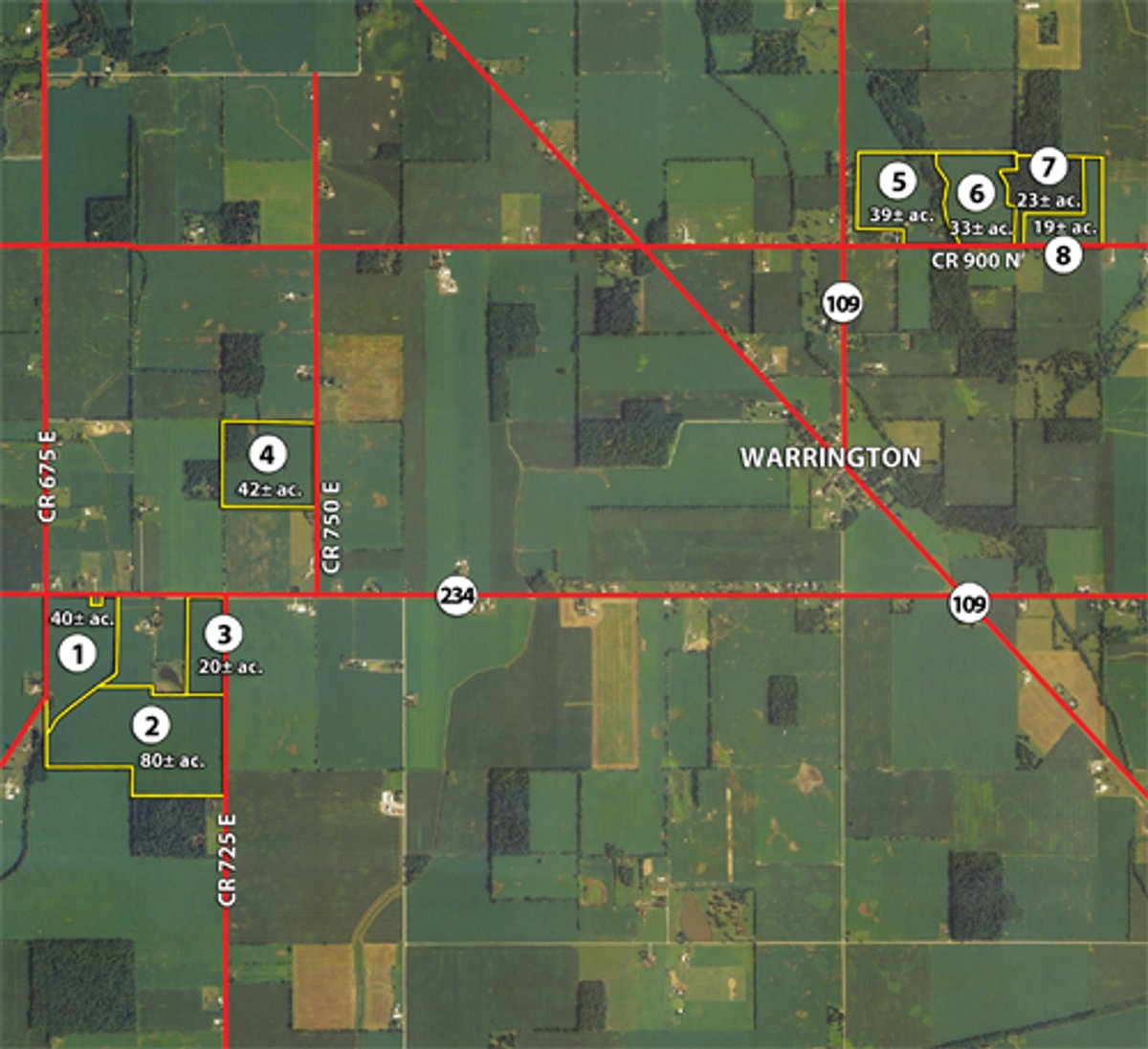 Tract map - 721+/- Acres Offered in 15 Tracts - Session B