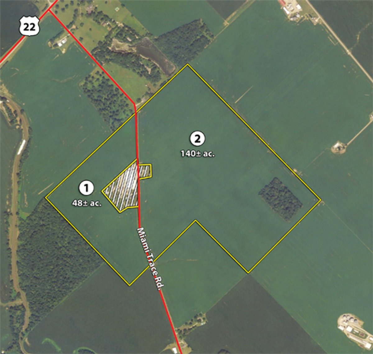 Tract map - 724 +/- Acres Offered in 8 Tracts - Session A
