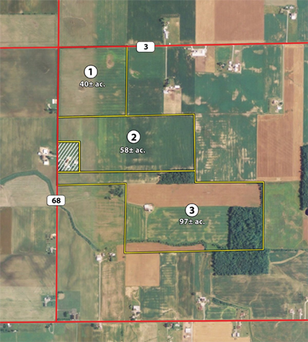 Tract map - 724+/- Acres Offered in 8 Tracts - Session B