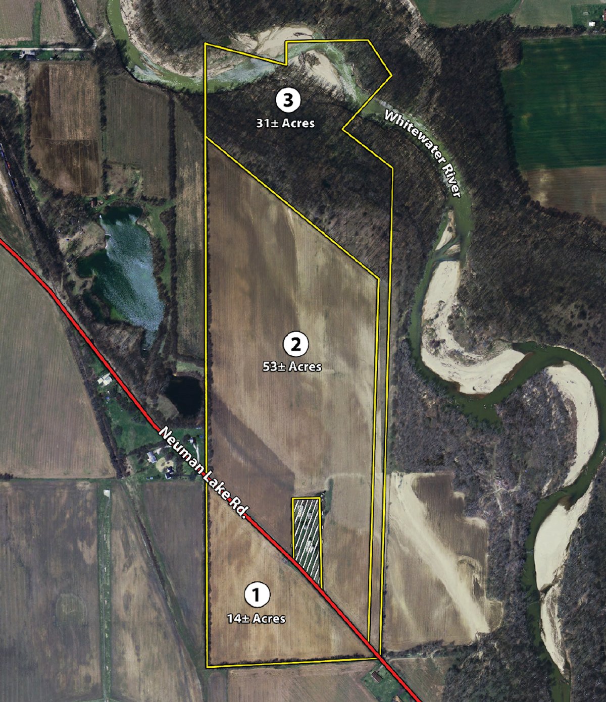 Tract map - 98 +/- Acres Offered in 3 Tracts