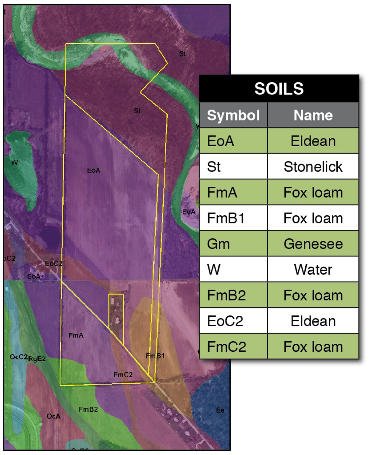 Soil map - 98 +/- Acres Offered in 3 Tracts