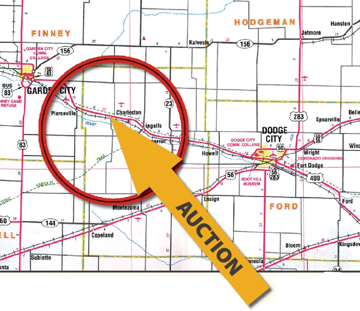 Area map - Renick Family Farms Kansas Equipment Auction
