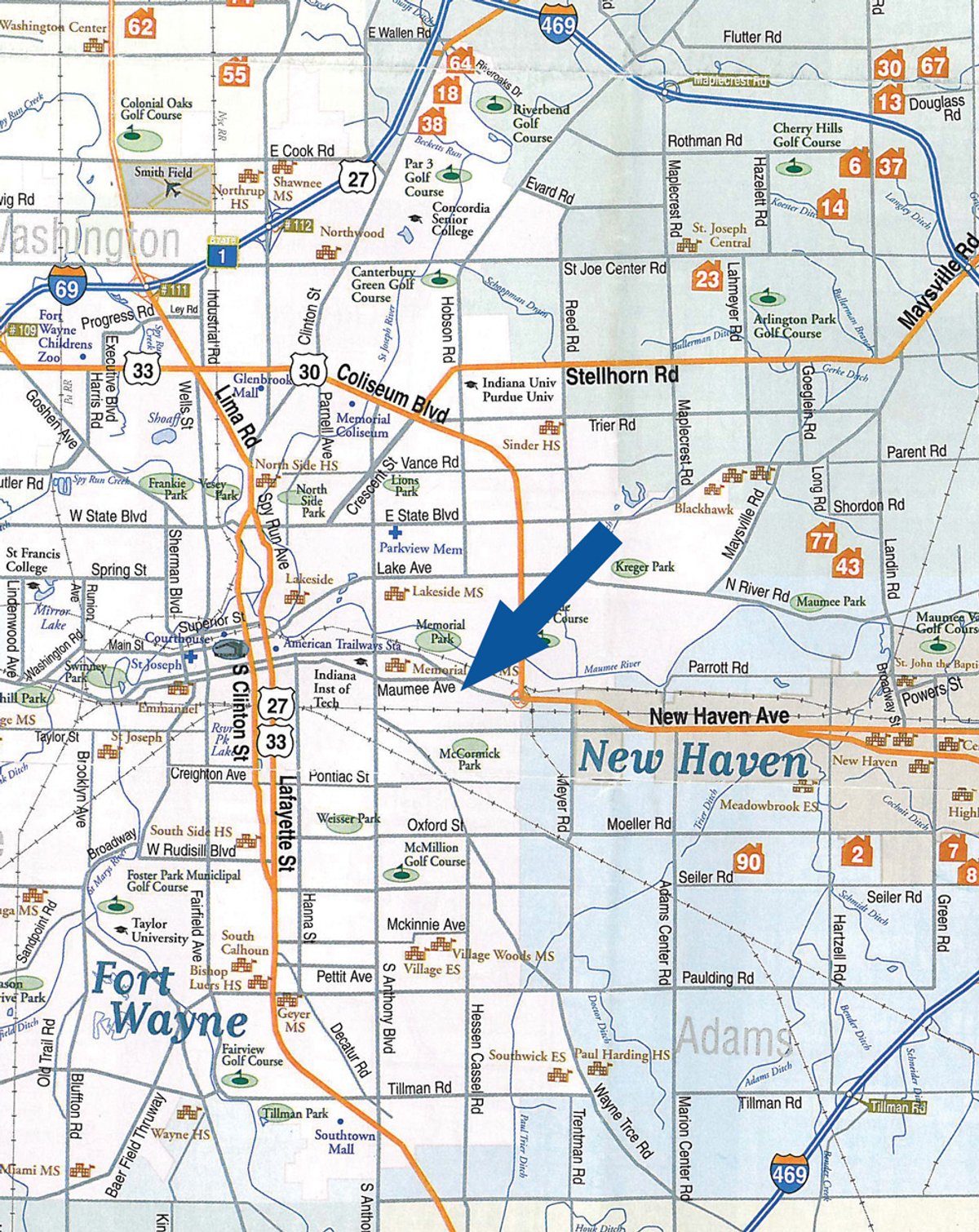 Area map - Fort Wayne Commercial Building & 3 Lots