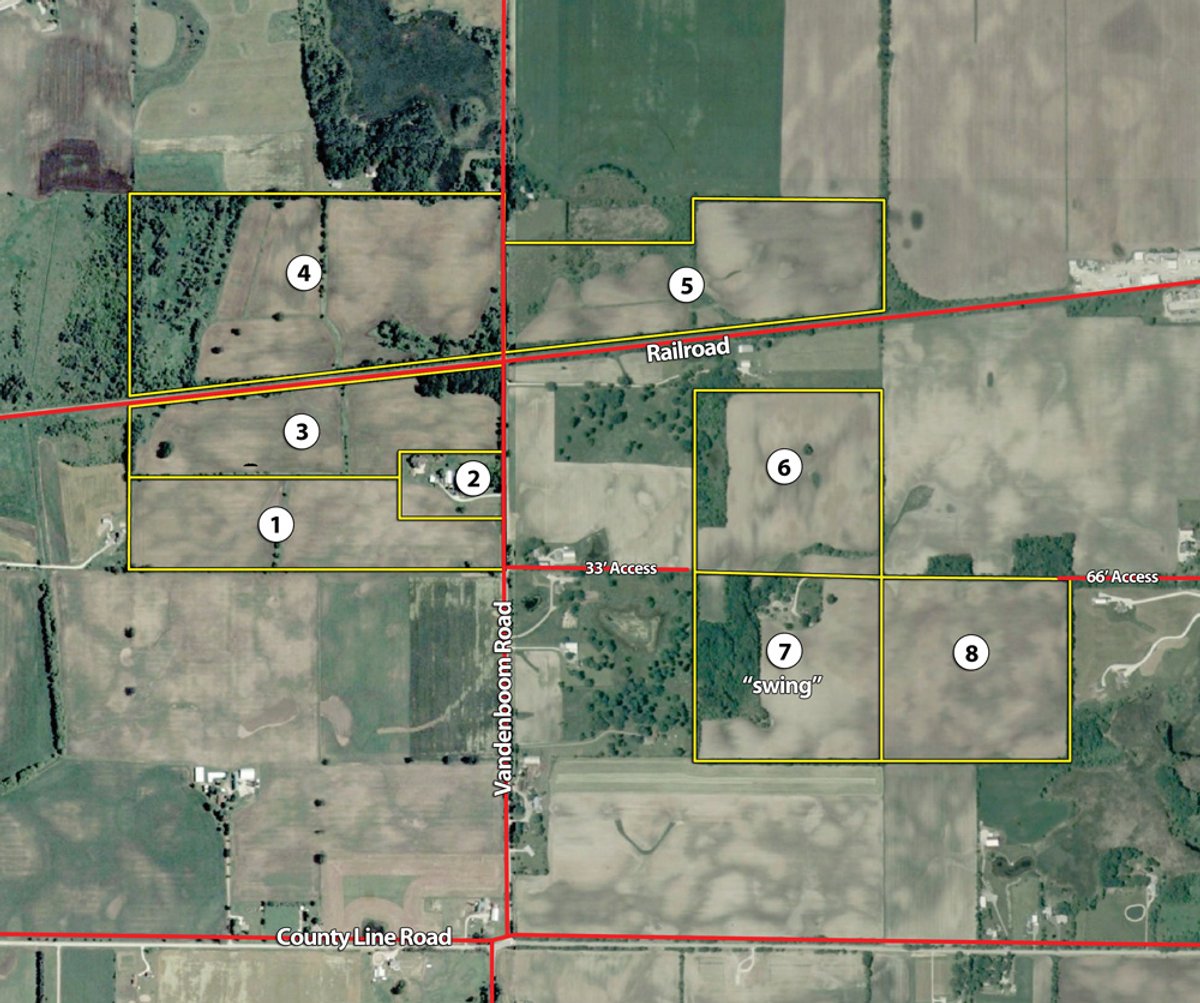 Tract map - 321.5 Acres Offered in 8 Tracts
