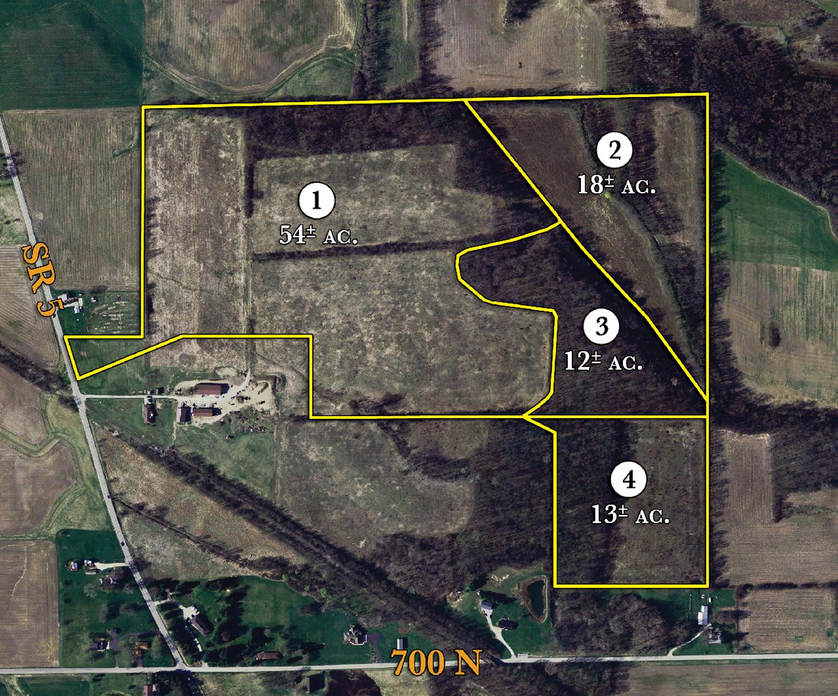Tract map - 97+/- Acres Offered in 4 Tracts