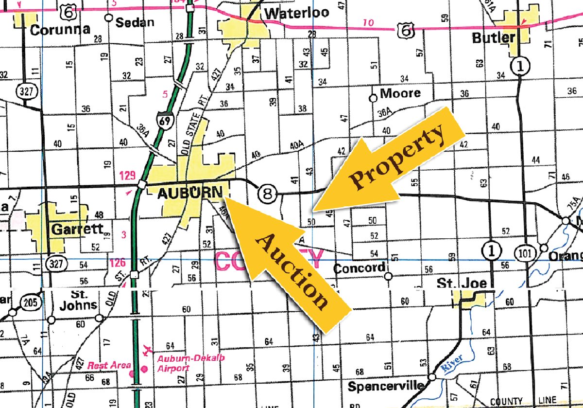 Area map - 110+/- Acres offered in 4 Tillable Tracts
