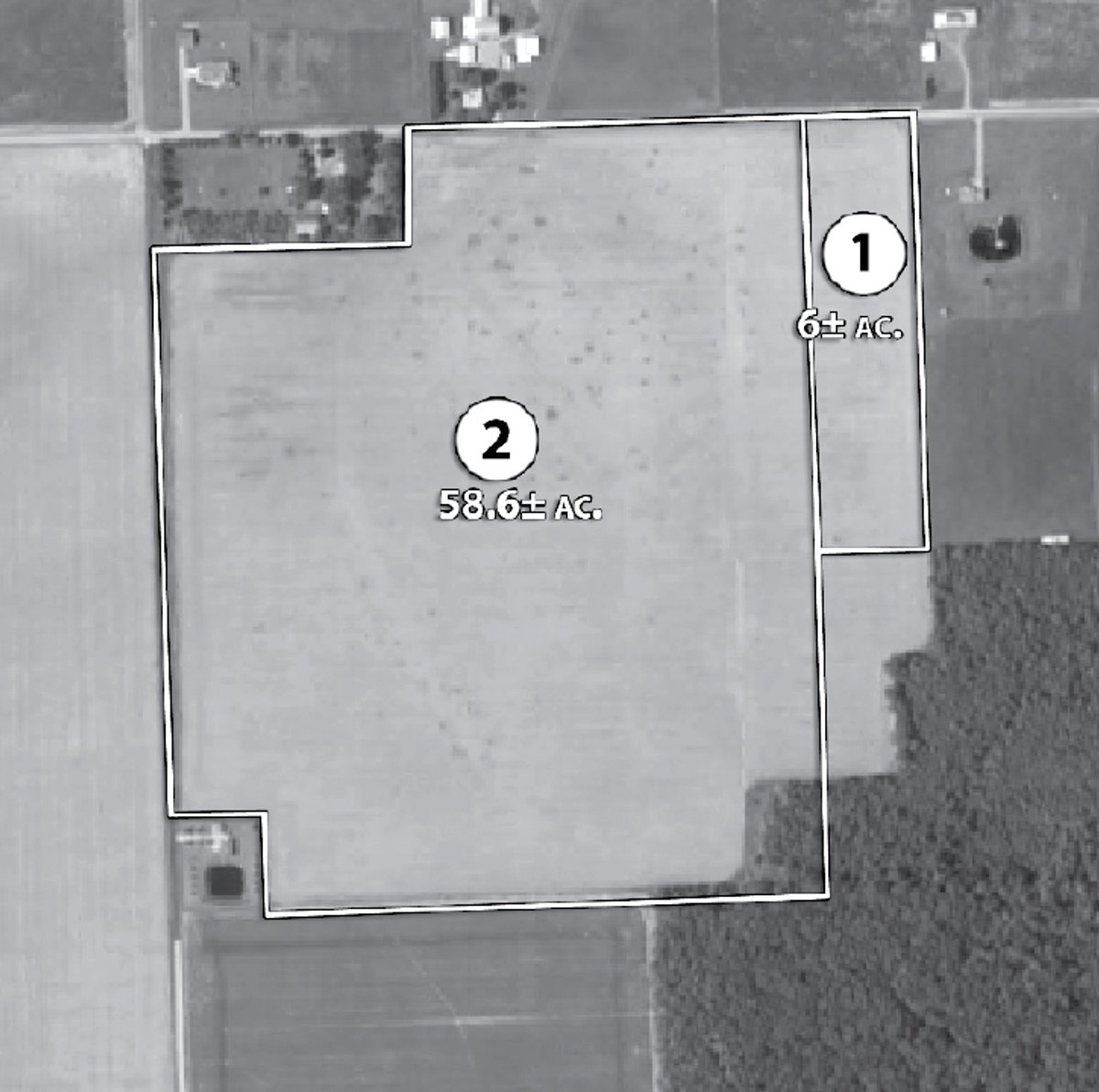 Tract map - 65+/- Acres Offered in 2 Tracts