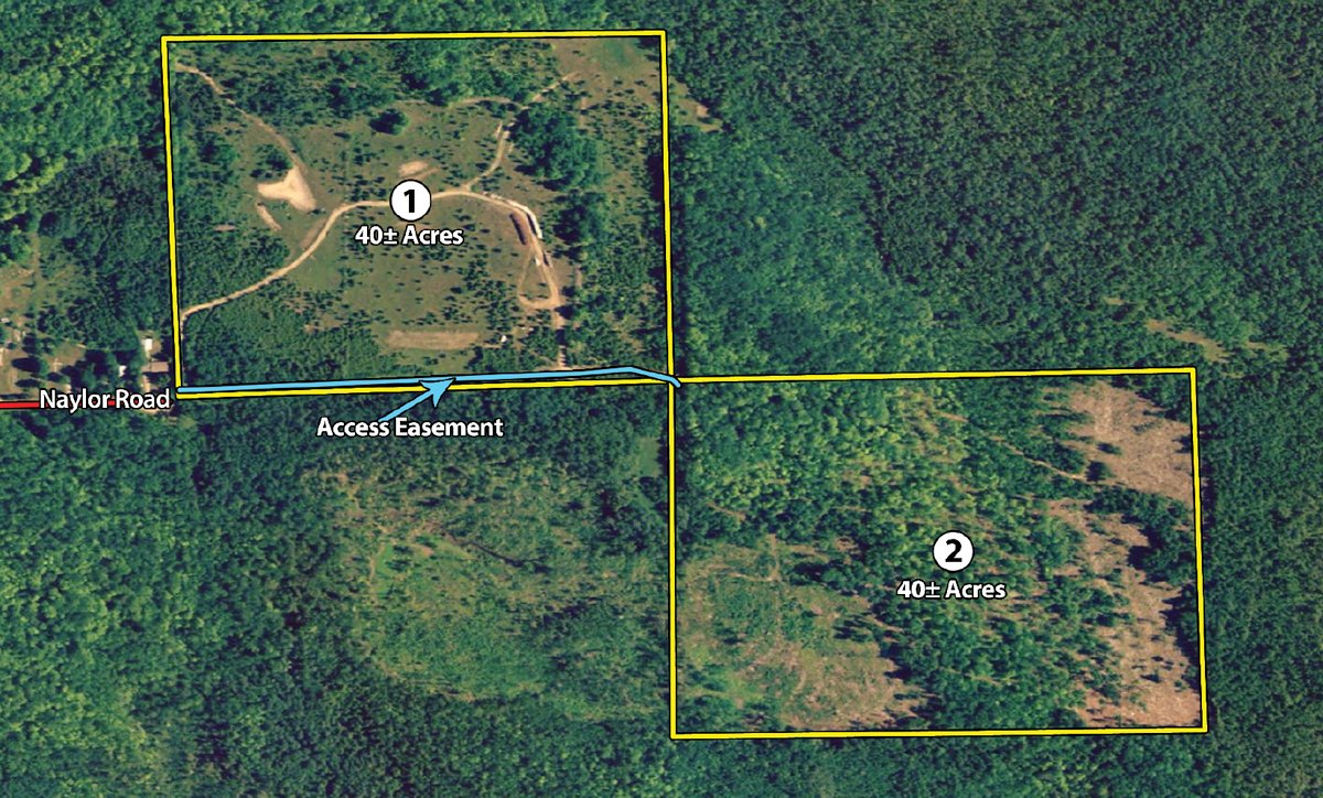 Tract map - 120+/- Acres & Lake Cottage, Lots & Former Wood Saw Mill