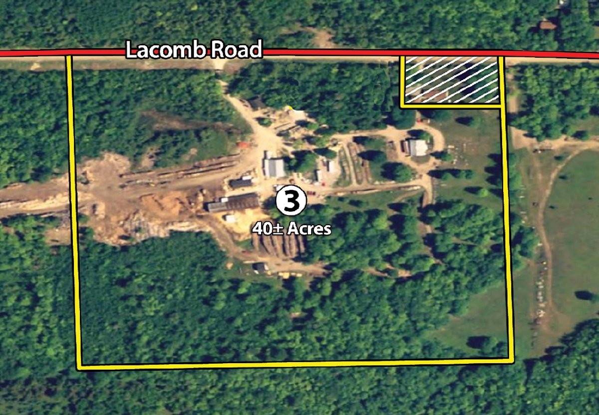 Tract map - 120+/- Acres & Lake Cottage, Lots & Former Wood Saw Mill