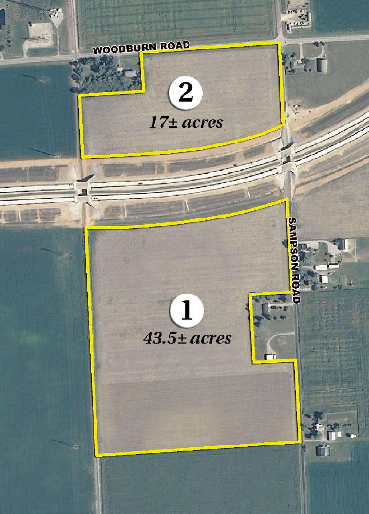 Tract map - 60 Acres Offered in 2 Tracts