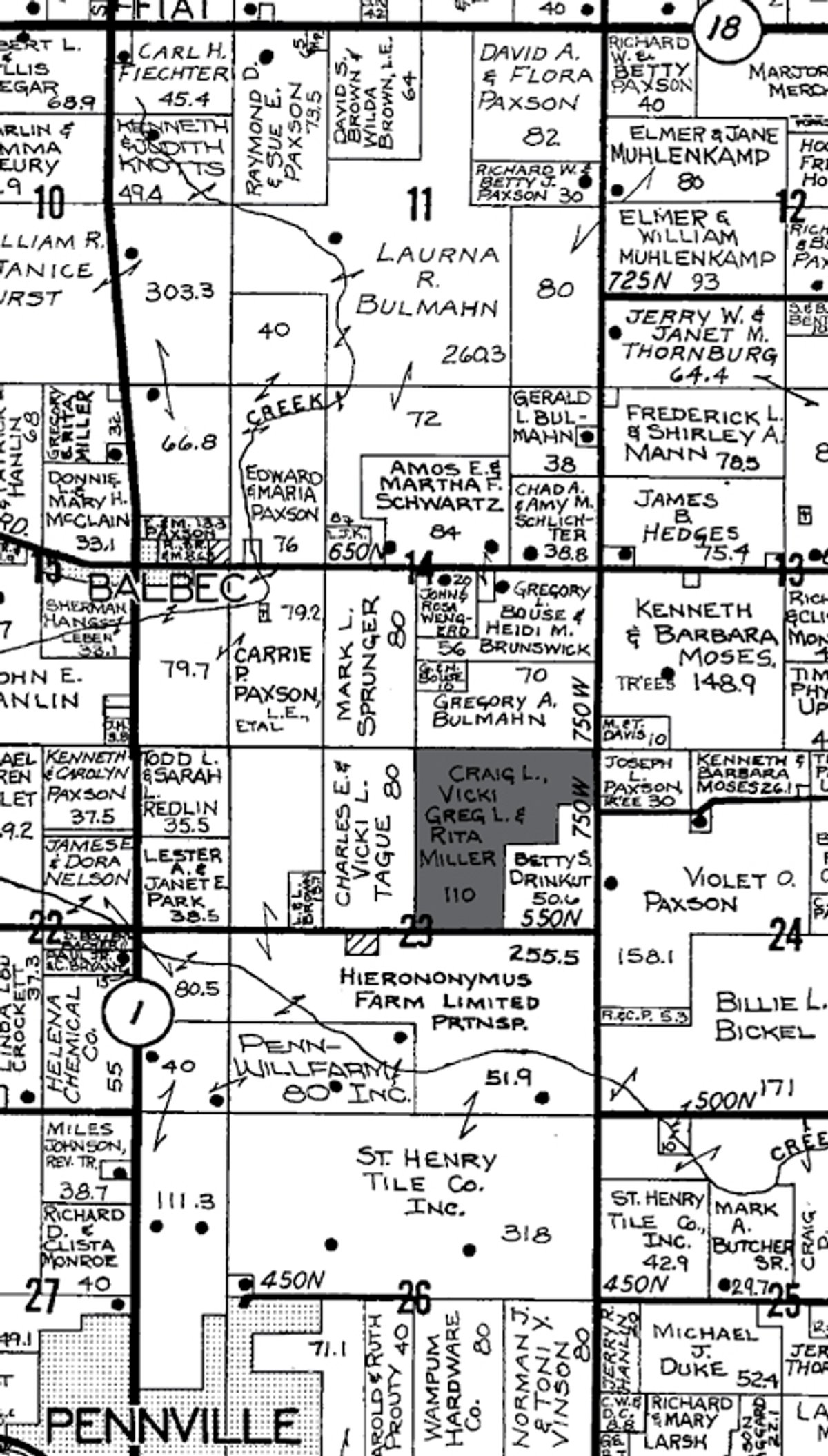 Plat map - 110 Acres Offered in 3 Tracts
