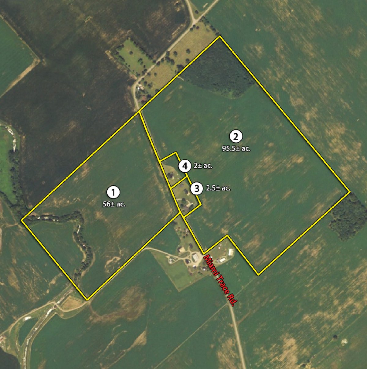 Tract map - 156 Acres Offered in 4 Tracts