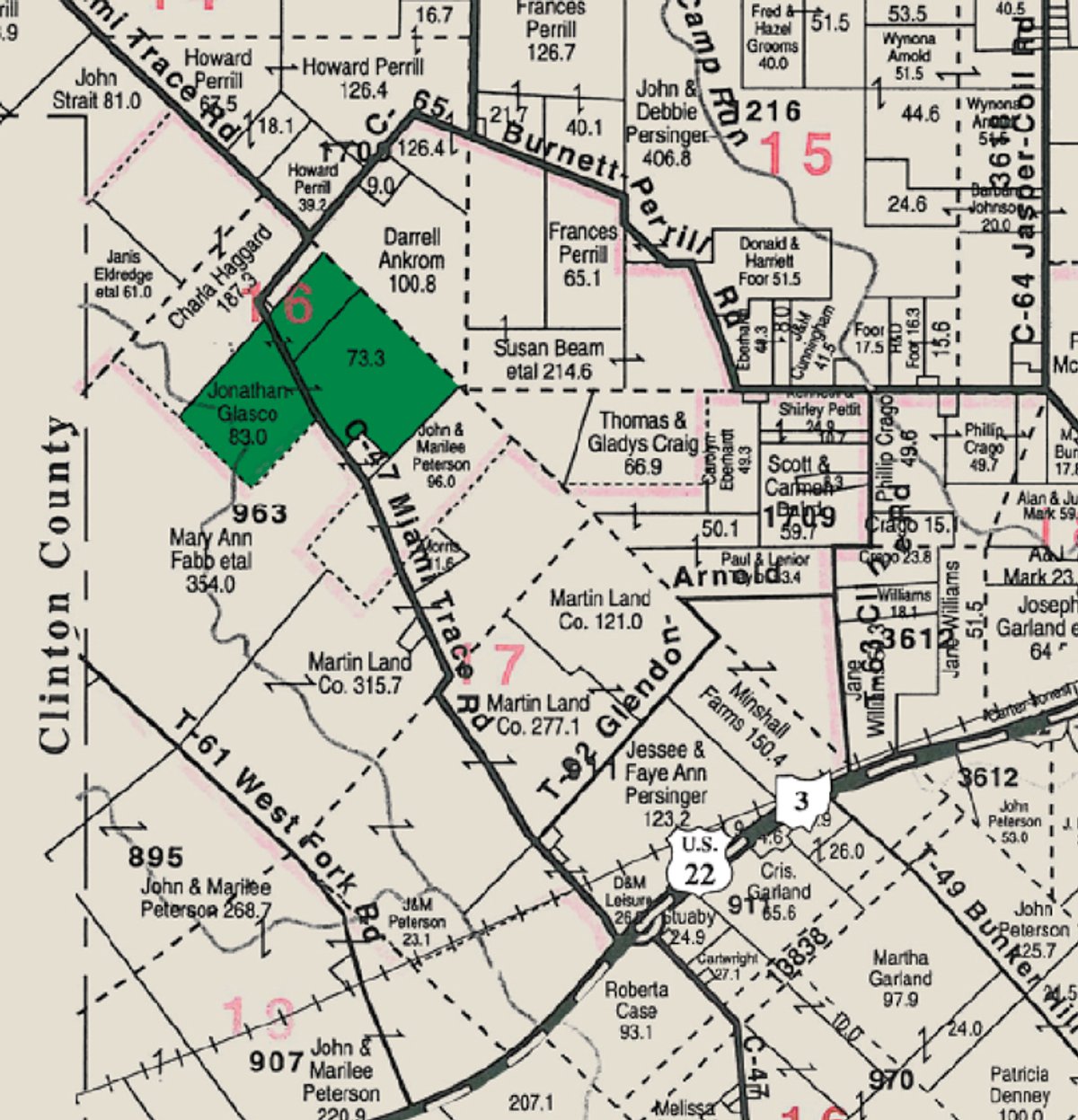 Plat map - 156 Acres Offered in 4 Tracts