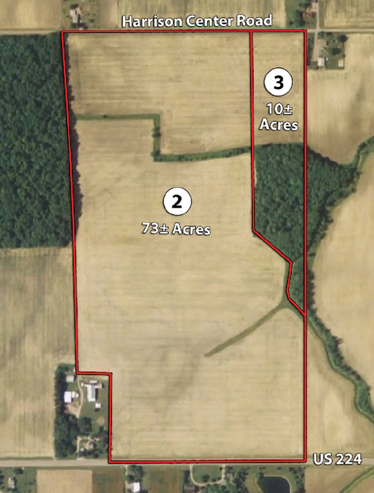 Tract map - 647 Acres Offered in 9 Tracts - Prime Farmland