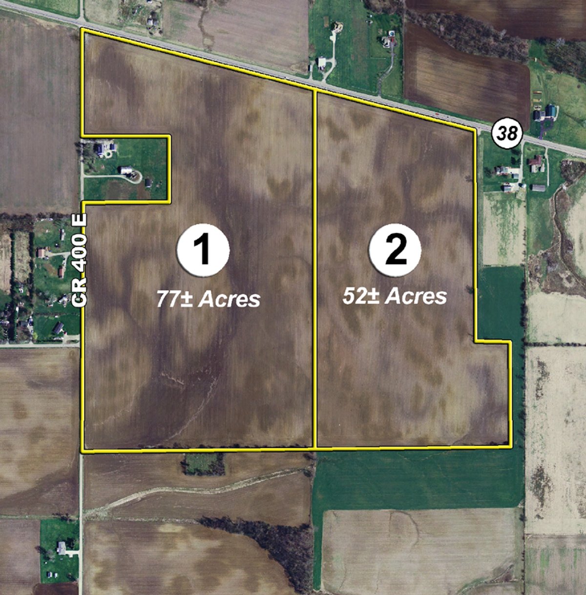 Tract map - 195 Acres Offered in 4 Tracts